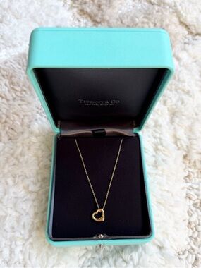Tiffany Elsa Peretti Open Heart Pendant in 18k Yellow Gold, 11 mm